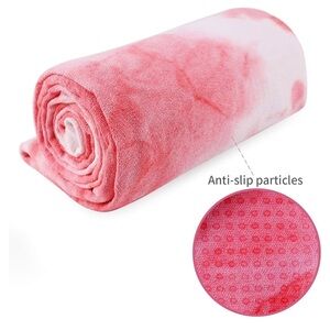 Pink and White Yoga Mat Towel